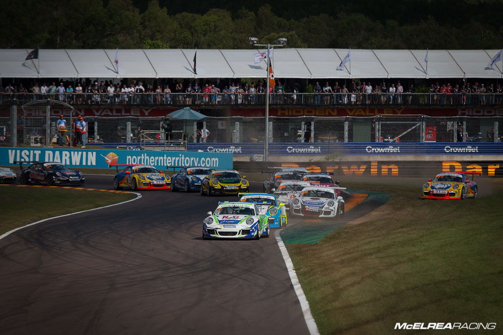 Matt Campbell leading the start of the opening race at Darwin