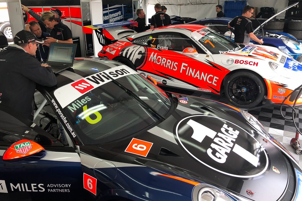The McElrea Racing team getting set-up in the pits at Phillip Island