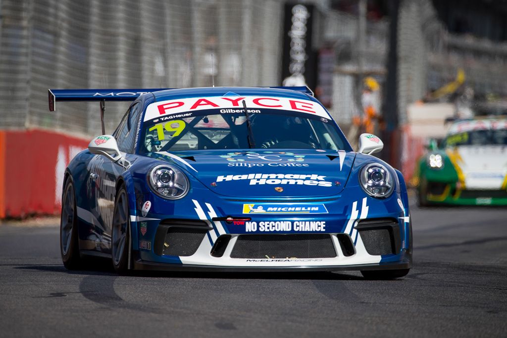 Anthony Gilbertson with McElrea Racing in the Porsche Carrera Cup at the Clipsal 500 in Adelaide