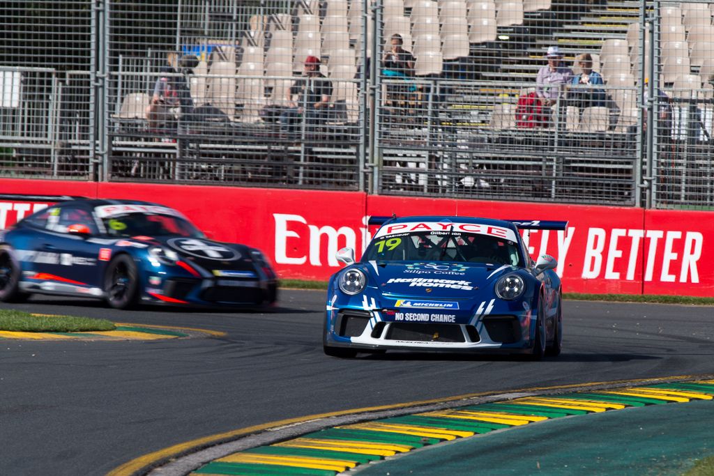 Anthony Gilbertson with McElrea Racing in the Porsche Carrera Cup at the Australian Grand Prix in Melbourne