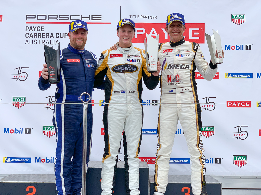 McElrea Racing drivers on the podium at the Townsville street circuit