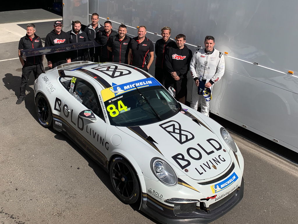 McElrea Racing driver Brett Boulton #84 and the crew at The Bend Motorsport Park 2019