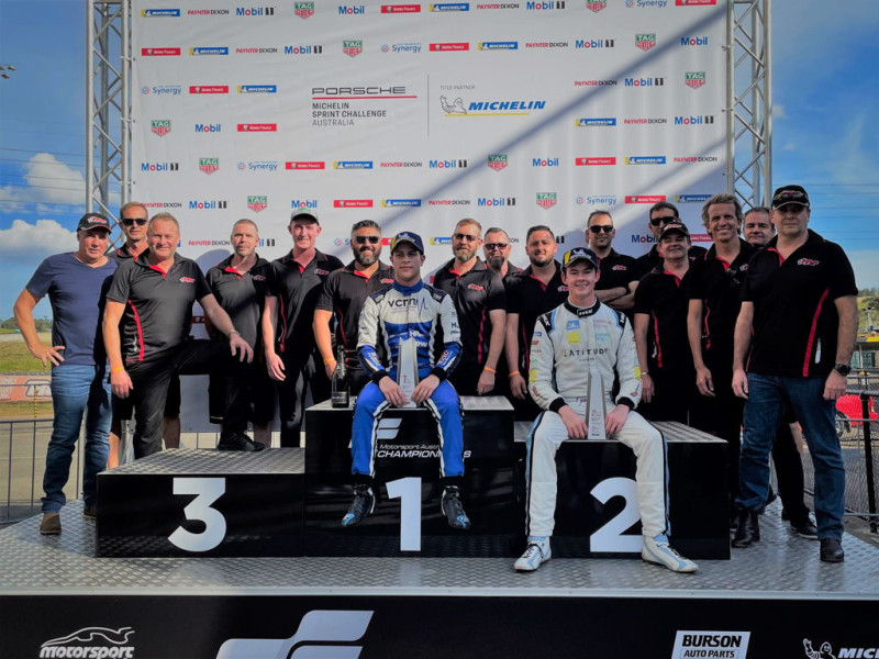 McElrea Racing drivers on the podium at Sydney Motorsport Park 2021