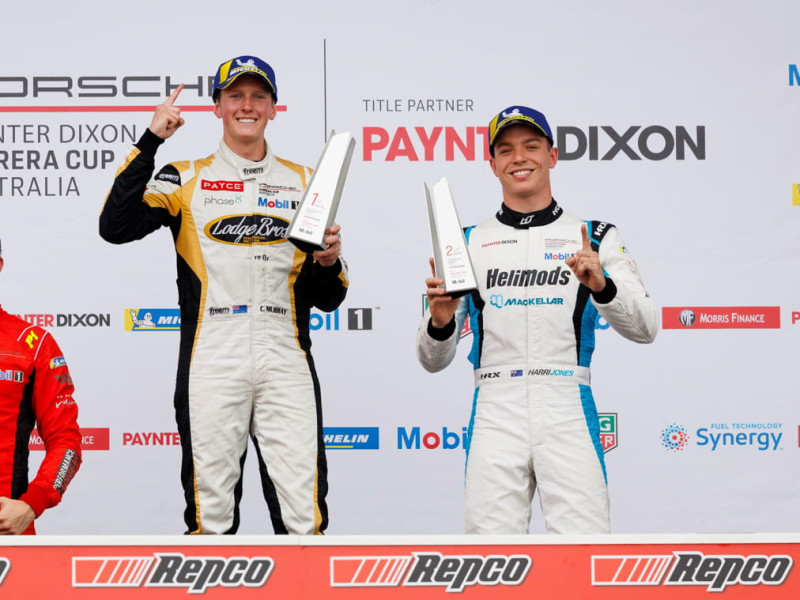 McElrea Racing drivers on the podium at Mount Panorama Circuit Bathurst 2021