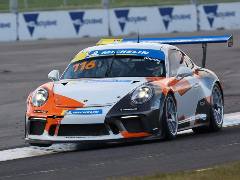 Aron Shields #116 racing at Sandown International Raceway 2022