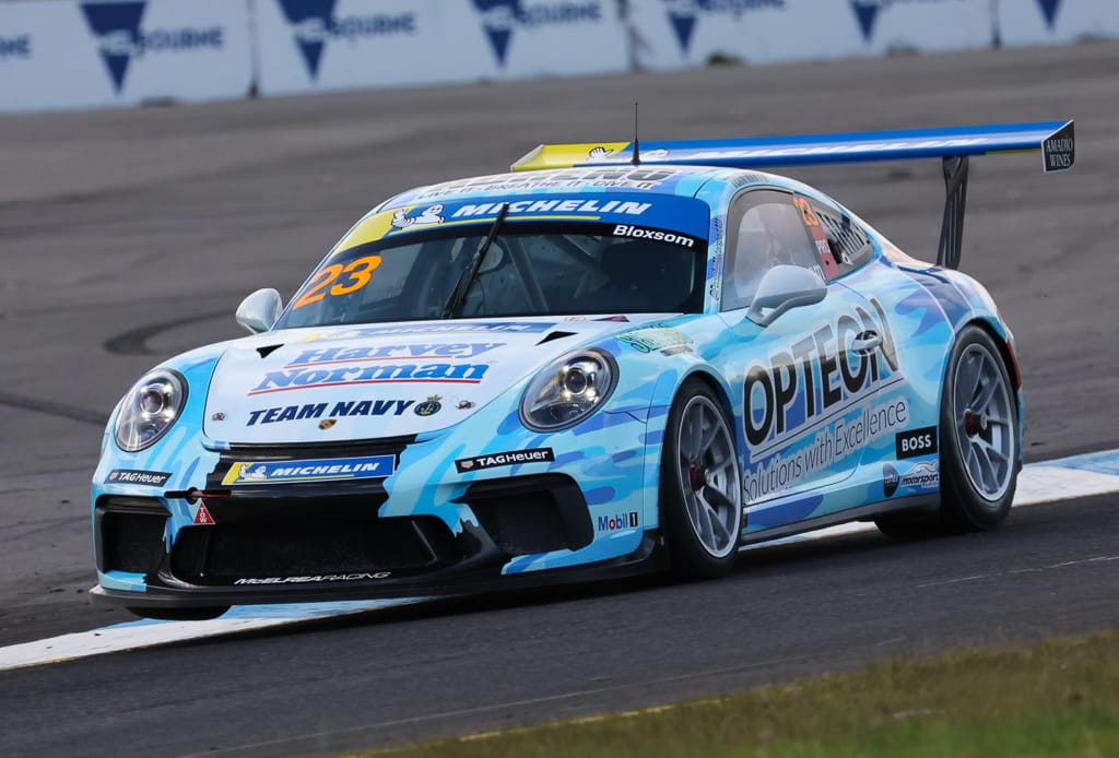 Lockie Bloxsom #23 racing at Sandown International Raceway 2022