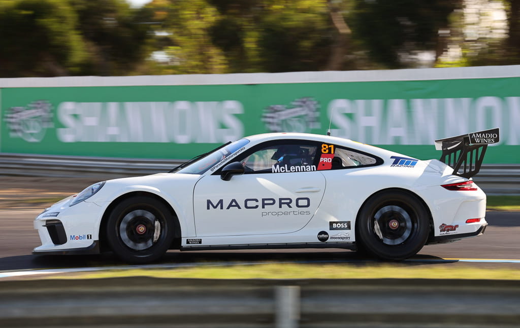 Tom McLennan #81 racing at Sandown International Raceway 2022