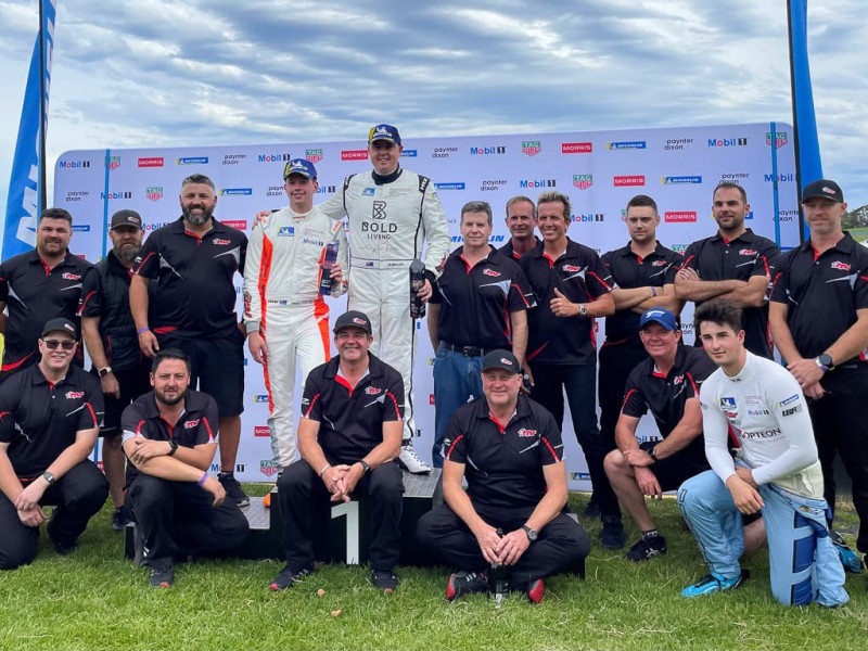 McElrea Racing crew and drivers on the podium at Phillip Island Circuit 2022