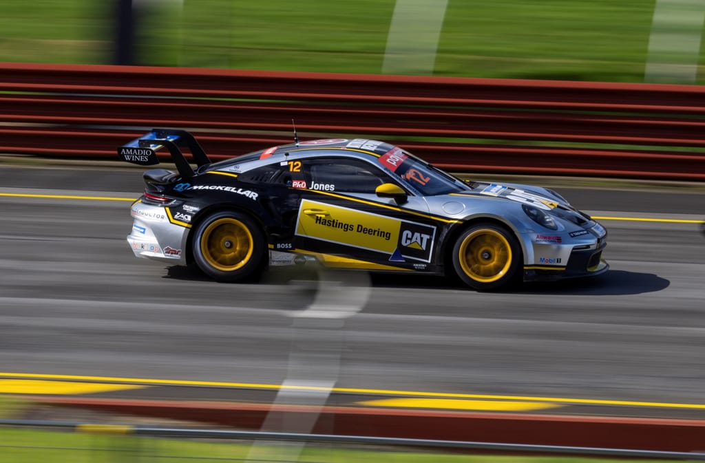 Harri Jones with McElrea Racing in the Porsche Carrera Cup at Sandown Raceway 2022