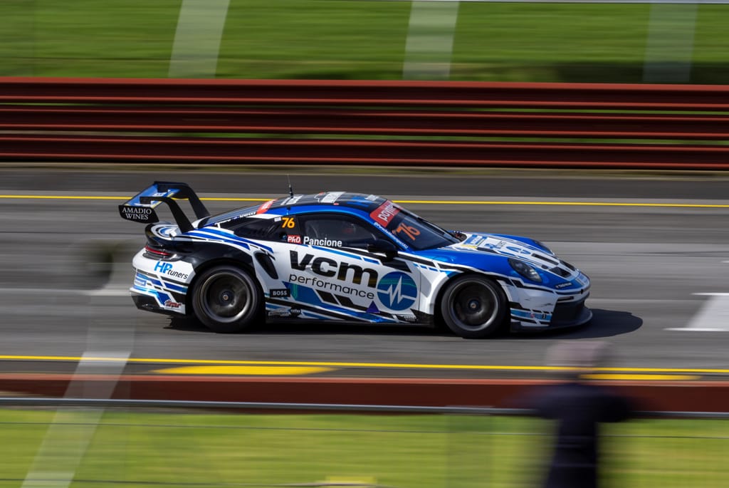 Christian Pancione #76 racing at Sandown International Raceway 2022