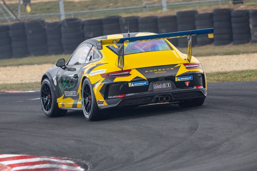 Caleb Sumich #14 racing at Symmons Plains Raceway 2023