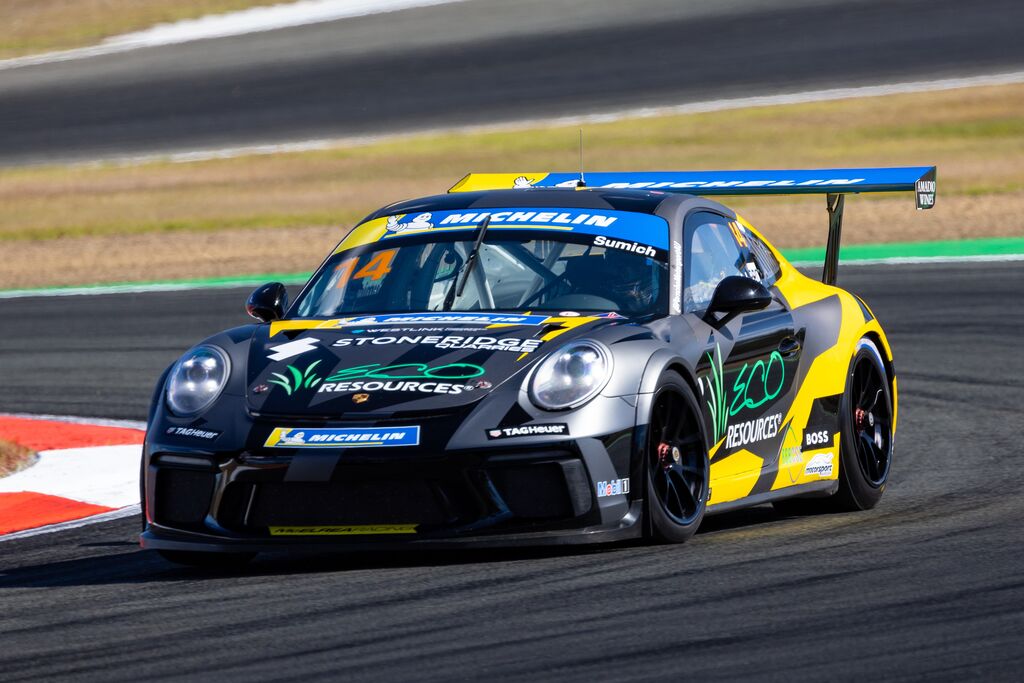Caleb Sumich #14 racing at Queensland Raceway 2023