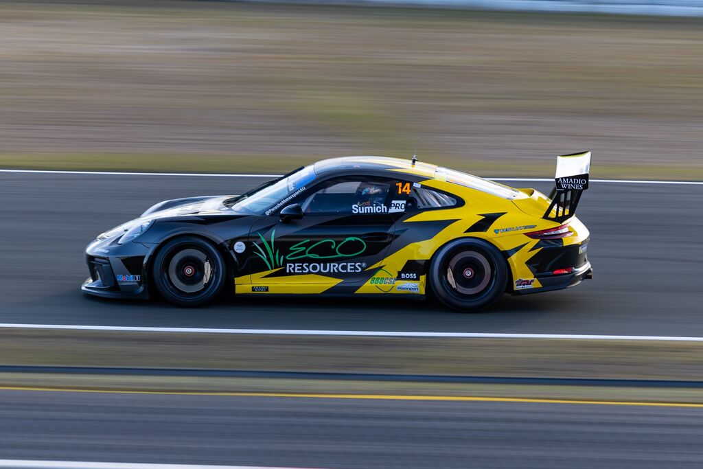 Caleb Sumich #14 racing at Queensland Raceway 2023