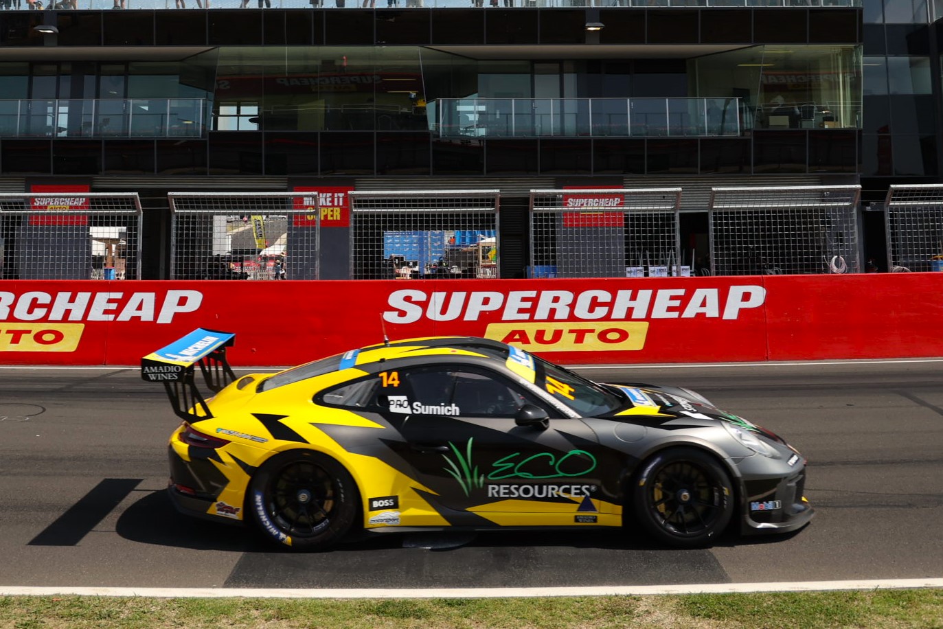 Caleb Sumich #14 racing at Mount Panorama Circuit Bathurst 2023