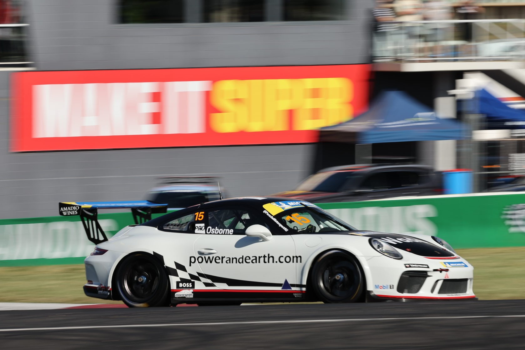 Clay Osborne #15 racing at Mount Panorama Circuit Bathurst 2023