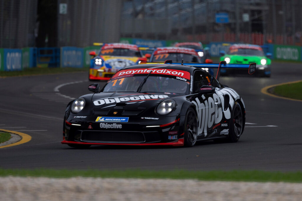 Jackson Walls with McElrea Racing in the Porsche Carrera Cup Australia at the Australian Grand Prix 2023