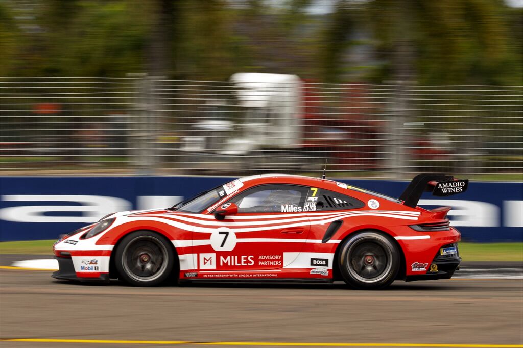 Tim Miles with McElrea Racing in the Porsche Carrera Cup Australia at the Townsville 500 2023