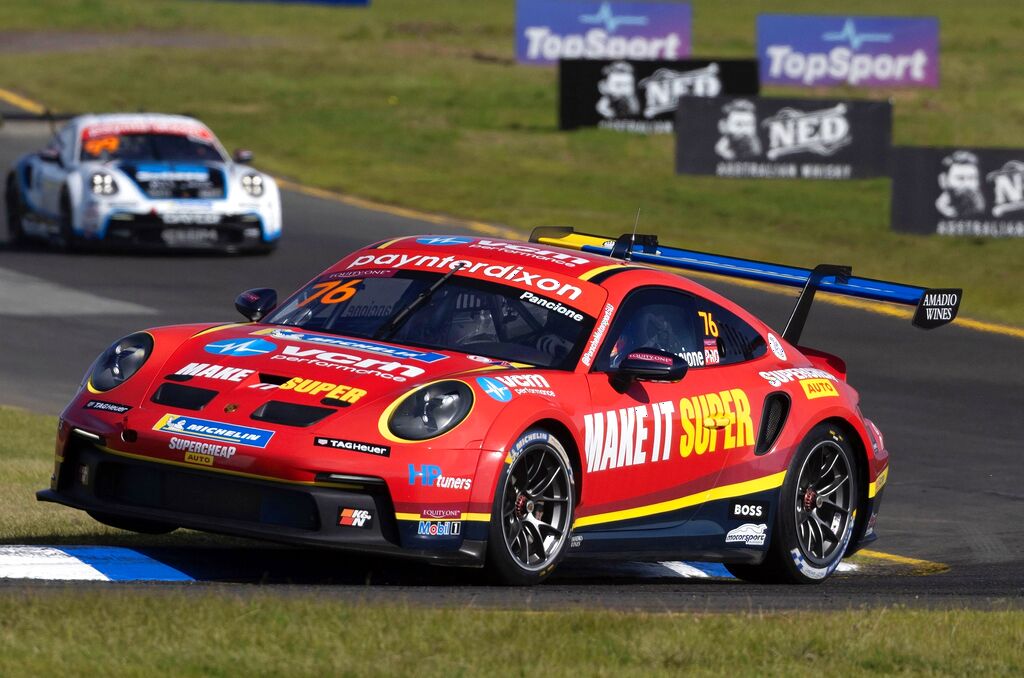 Christian Pancione with McElrea Racing in the Porsche Carrera Cup Australia at The Sandown 500 2023