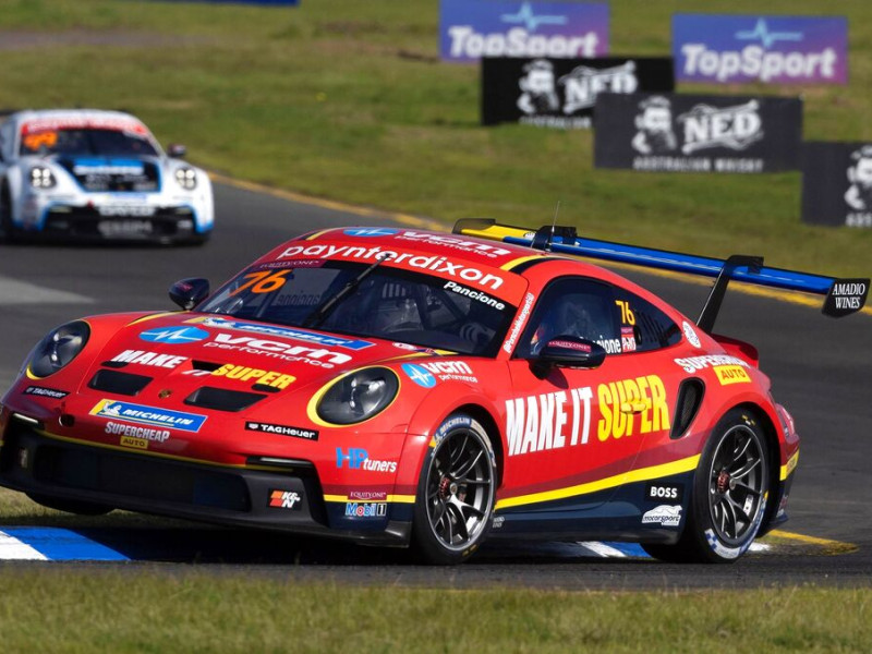 Christian Pancione #76 racing at Sandown International Raceway 2023