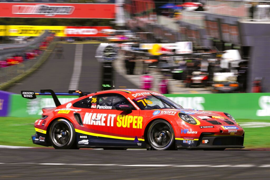 Christian Pancione with McElrea Racing in the Porsche Carrera Cup Australia round 6 at Bathurst 2023