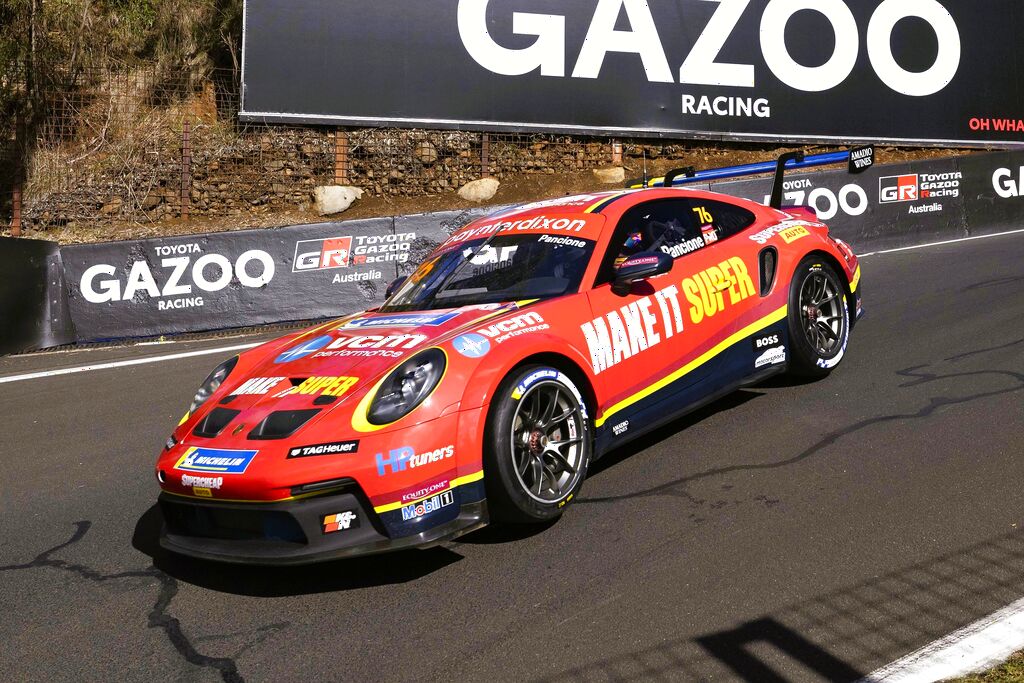 Christian Pancione with McElrea Racing in the Porsche Carrera Cup Australia round 6 at Bathurst 2023