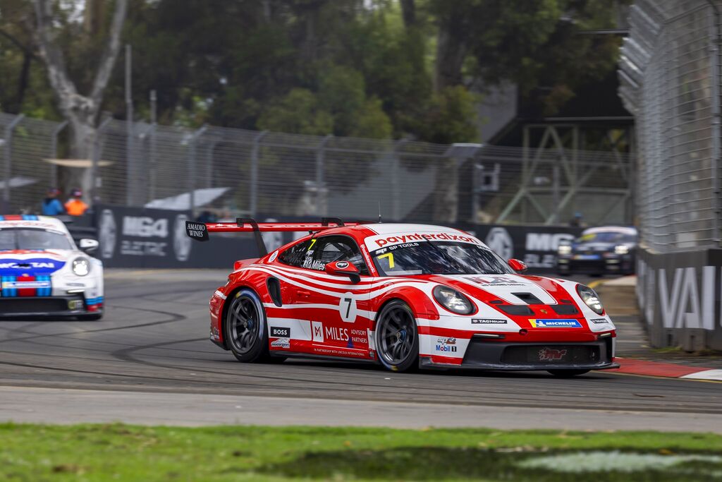 Tim Miles with McElrea Racing in the Porsche Carrera Cup Australia round 8 at the Clipsal 500 2023