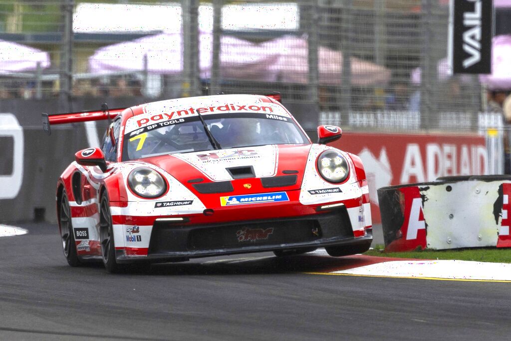 Tim Miles with McElrea Racing in the Porsche Carrera Cup Australia round 8 at the Clipsal 500 2023