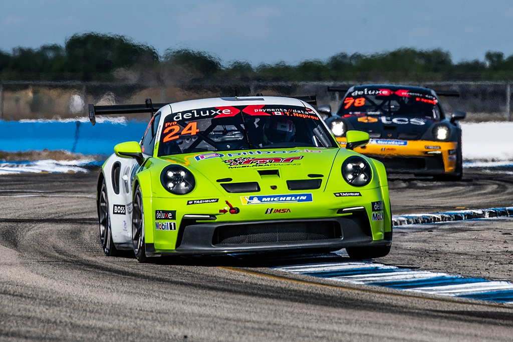 Thomas Nepveu with McElrea Racing in the Porsche Carrera Cup North America at Sebring International Raceway 2023