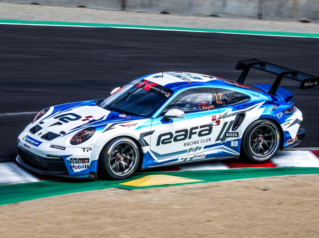 Tom Sargent with McElrea Racing in the Porsche Carrera Cup North America Round 7 at Rennsport Reunion 7 Laguna Seca 2023