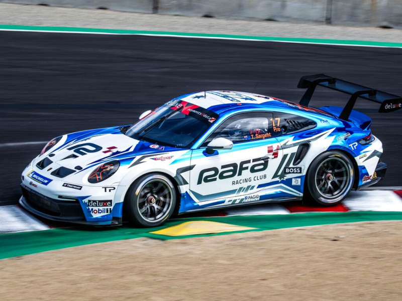 Tom Sargent #17 racing at Laguna Seca, California 2023