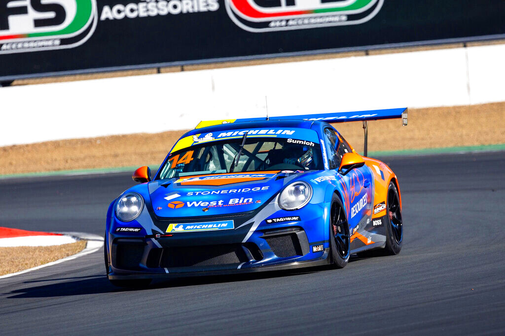 Caleb Sumich #14 racing at Queensland Raceway 2024