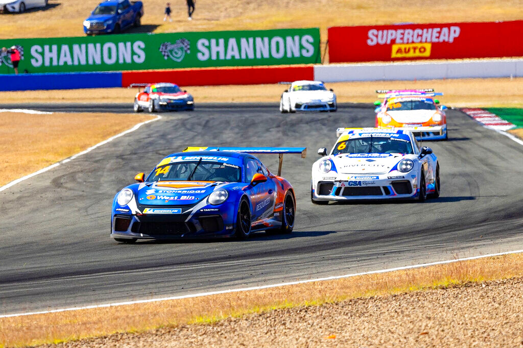 Caleb Sumich #14 racing at Queensland Raceway 2024