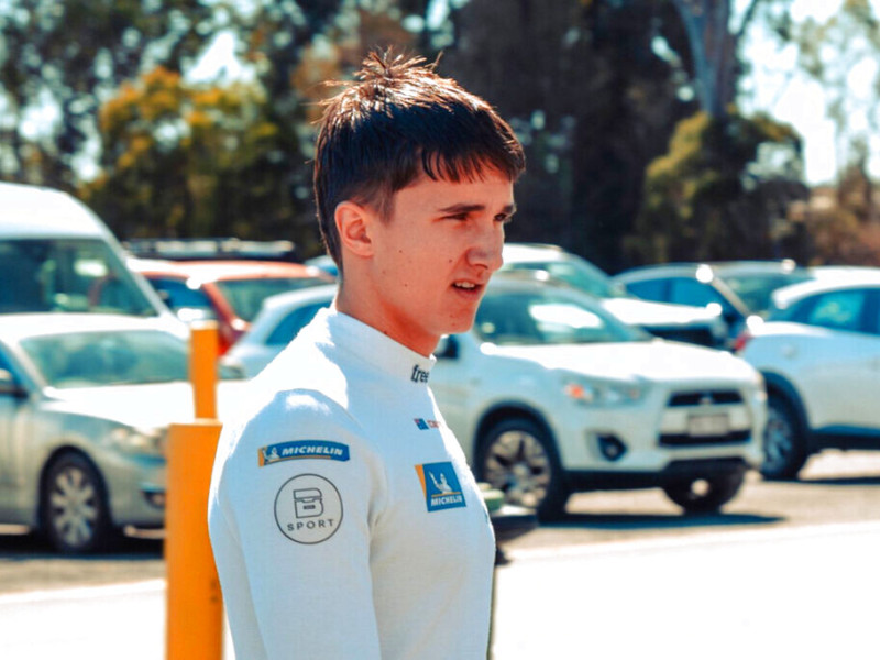 Caleb Sumich #14 racing at Queensland Raceway 2024