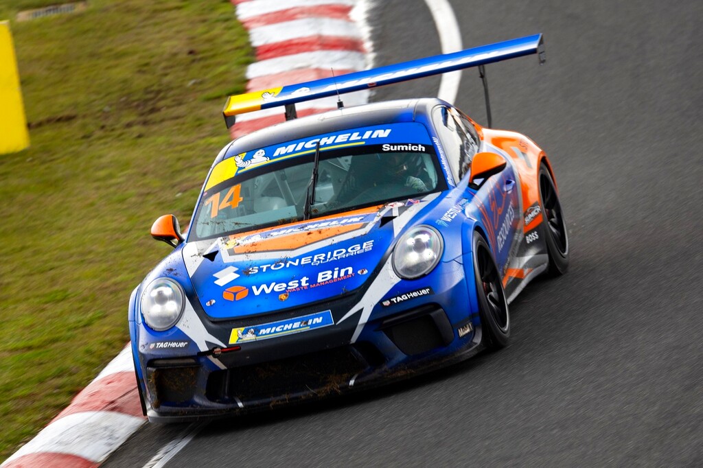 Caleb Sumich with McElrea Racing in the Porsche Michelin Sprint Challenge at Symmons Plains Raceway 2024