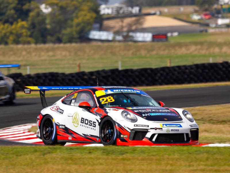 Ayrton Hodson #28 racing at Symmons Plains Raceway 2024