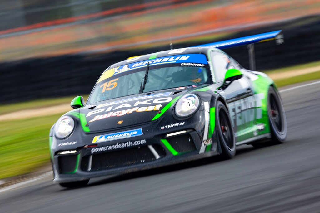 Clay Osborne with McElrea Racing in the Porsche Michelin Sprint Challenge at Symmons Plains Raceway 2024