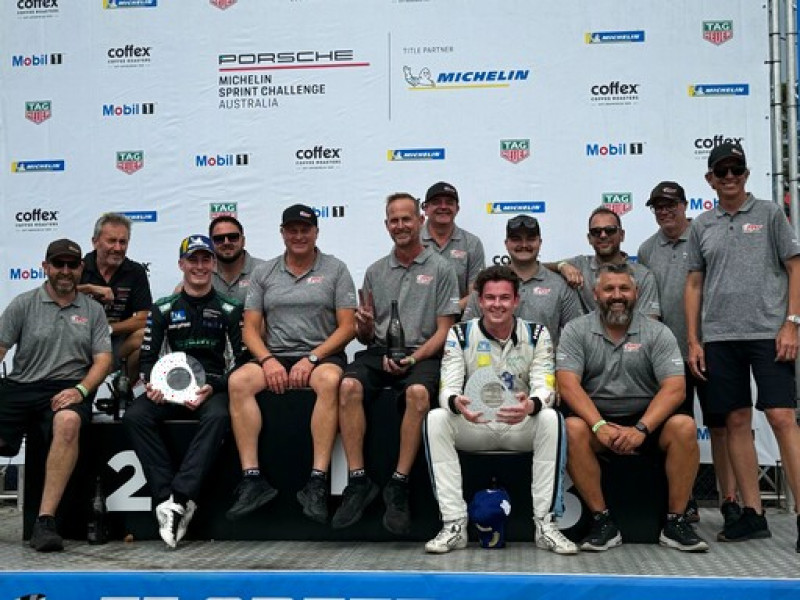 McElrea Racing drivers on the podium at Sydney Motorsport Park 2024