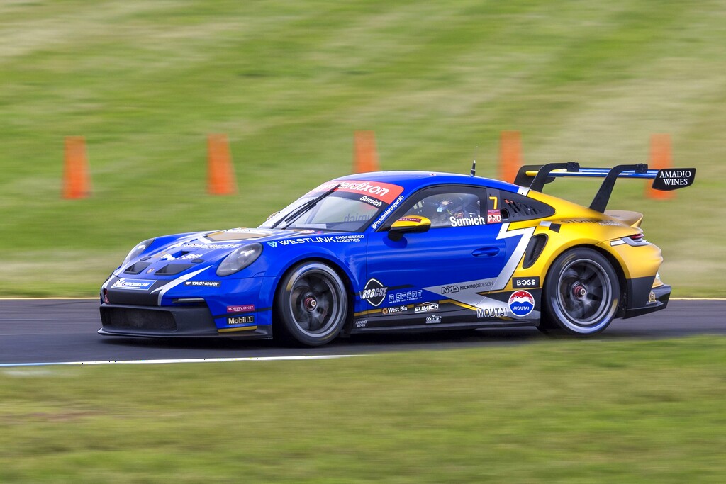 Caleb Sumich with McElrea Racing in the Porsche Carrera Cup Australia at Sandown 500 2024