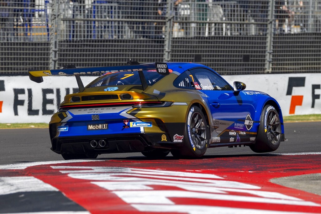 Caleb Sumich with McElrea Racing in the Porsche Carrera Cup Australia at the Adelaide 500