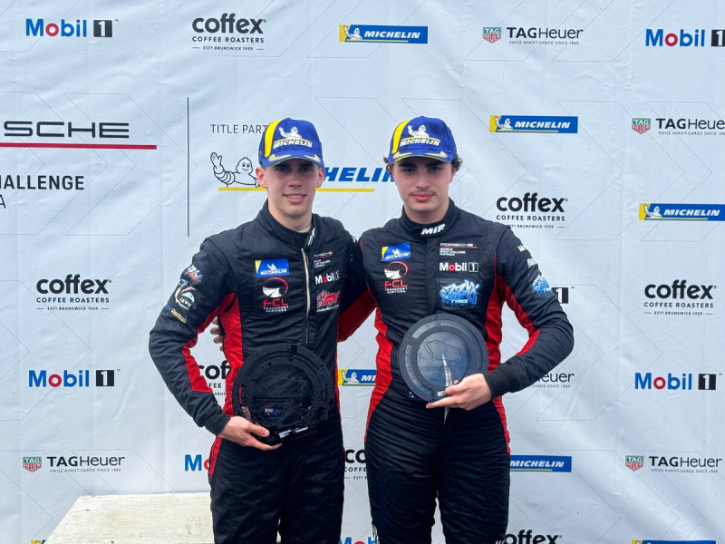 McElrea Racing drivers on the podium at Sandown International Raceway 2025