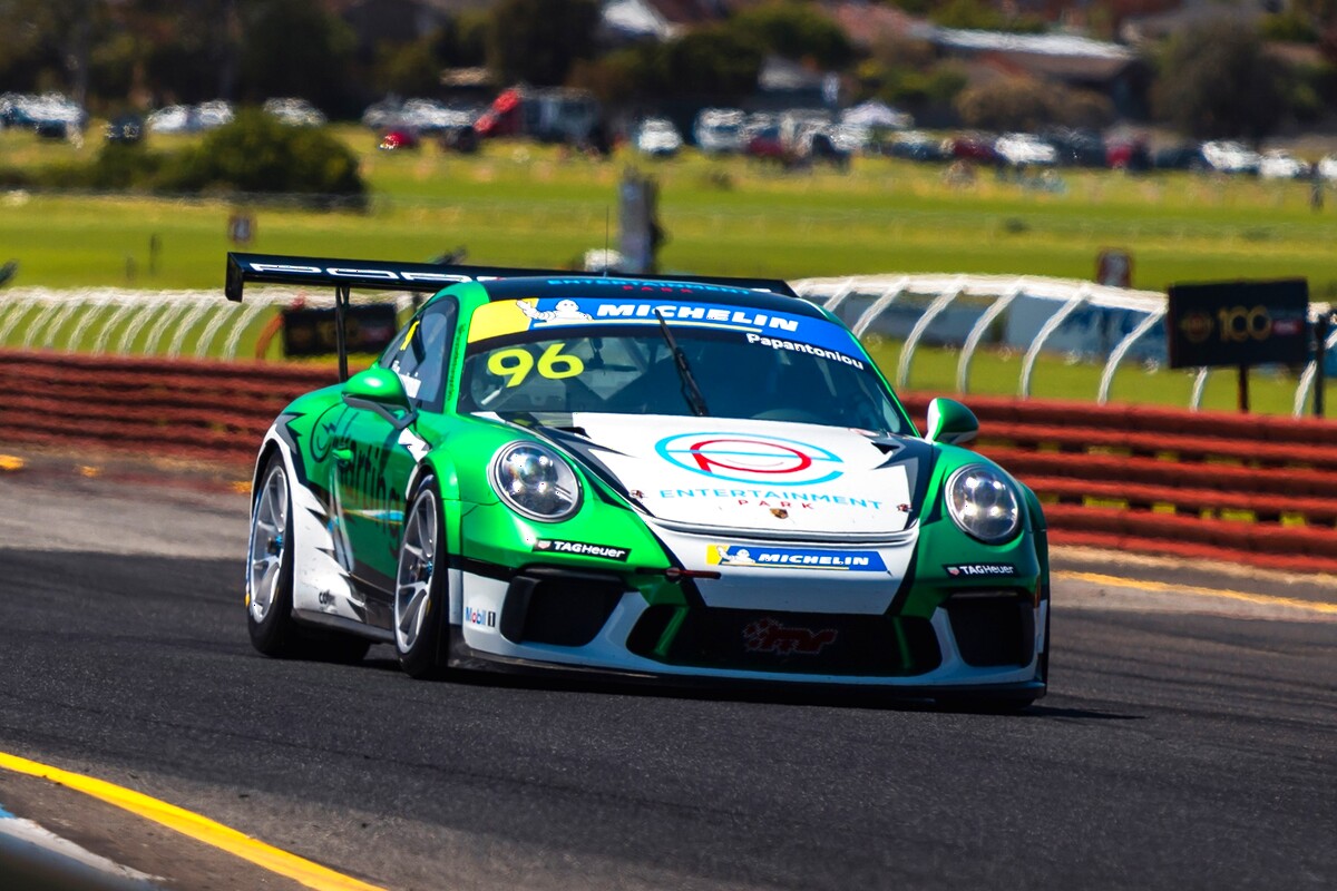 John Papantoniou #96 racing at Sandown International Raceway 2025