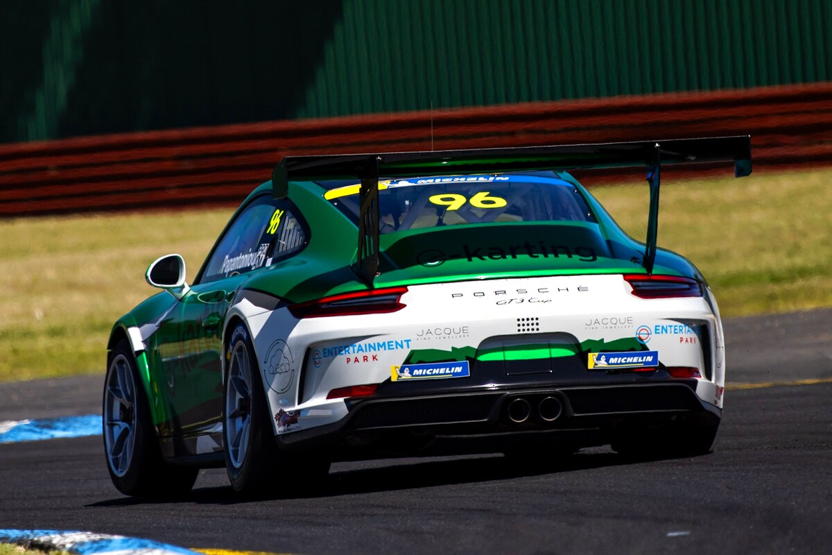 John Papantoniou #96 racing at Sandown International Raceway 2025