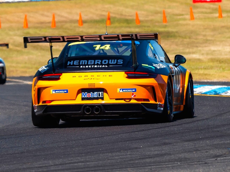 Kent Leicester #14 racing at Sandown International Raceway 2025