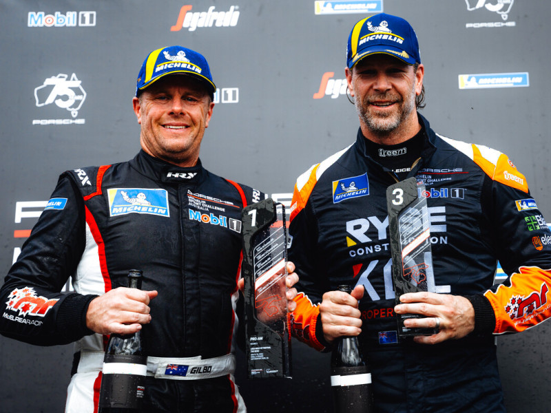 McElrea Racing drivers on the podium at The Bend Motorsport Park 2026