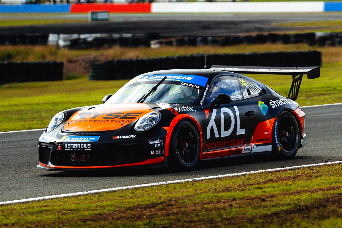Kent Leicester #14 racing at Queensland Raceway 2026